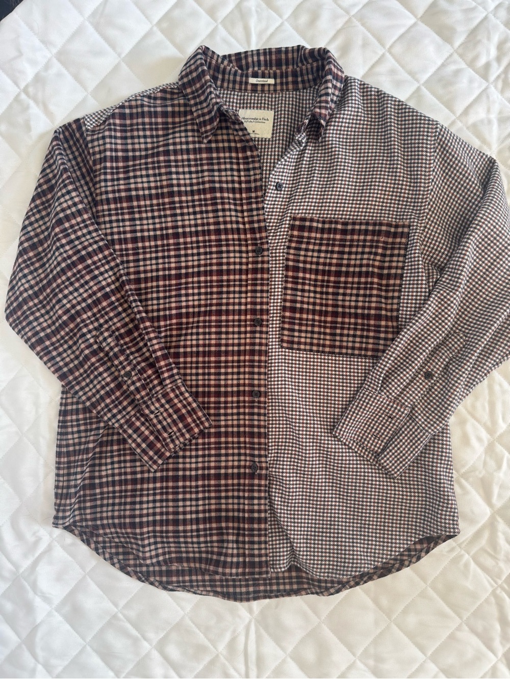 Abercrombie & Fitch Soft A&F Oversized Flannel Shirt Plaid Houndstooth M